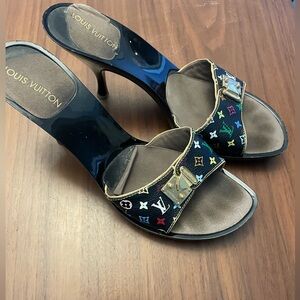 Louis Vuitton multi color kitten heel shoes